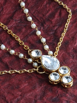 Private Label  Gold Plated Kundan Matha Pattai Mang Tika