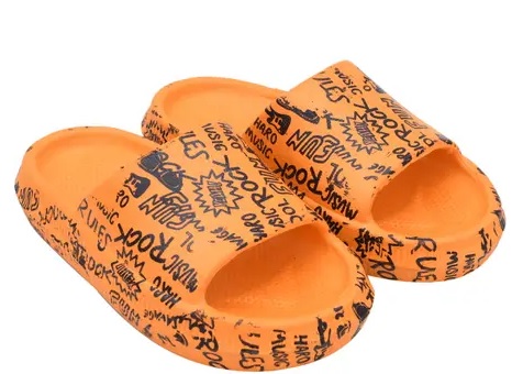 Private Label  ROCK PRINTED FlIP FLOPS SLIDES KIDS WEAR ORANGE COLOUR 9