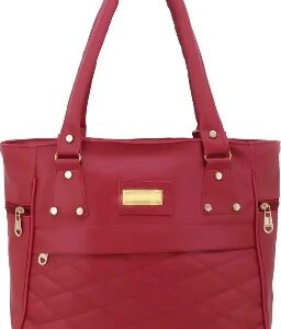 Private Label Trendy Womens Red Canvas And Leather Handbag Red Colour