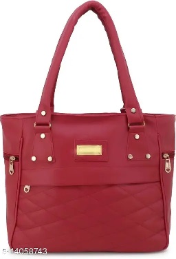 Private Label Trendy Womens Red Canvas And Leather Handbag Red Colour