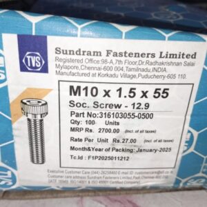 TVS M10 x 1.5 x 55 Socket Screws 12.9 Part No 316103055 0500 Quantity 100 Units