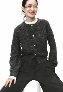 H M Rib Knit Cardigan For Women Grey Colour S Size