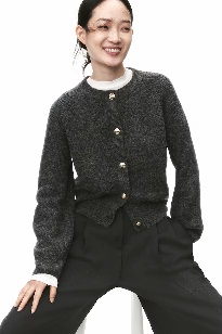 H M Rib Knit Cardigan For Women Grey Colour S Size