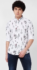 Spykar White PRINTED FULL SLEEVE Shirt For Men XXL Size