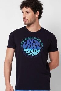 Spykar ROUND NECK HALF SLEEVES Blue T Shirt For Men M Size