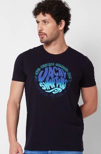 Spykar ROUND NECK HALF SLEEVES Blue T Shirt For Men M Size