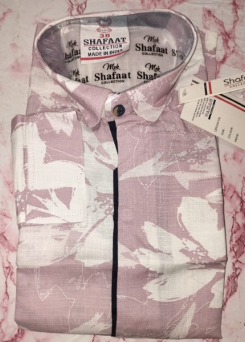 Private Label Abstract Regular Spread Collar Pink Shirts 38