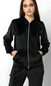Private Label Women Velvet Night Suit Set Black Colour S Size