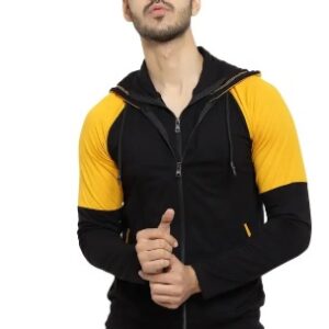 Private Label Men Full Sleeve Color Block Hooded Sweatshirt L