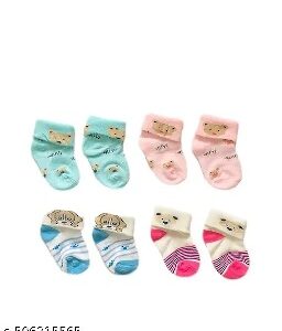 Private Label  Cotton Socks For New Born Baby  Multi Colour Pack Of 4