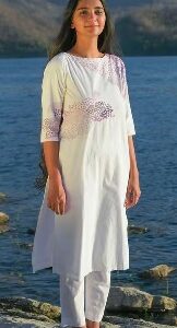 Okhai Womens Kurta Pant Set White Colour XS Size