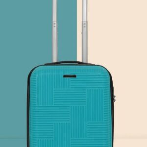 Teakwood Andaman Aqua Green Check in Hardside Cabin Trolley Bag