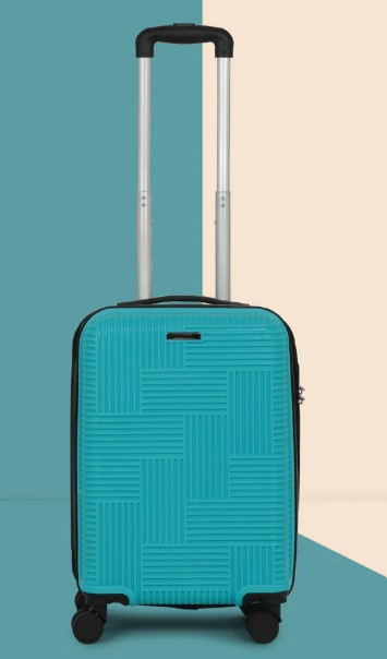 Teakwood Andaman Aqua Green Check in Hardside Cabin Trolley Bag