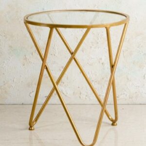 Nestroots Gold Toned Set Of 1 Glass Coffee Table