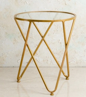 Nestroots Gold Toned Set Of 1 Glass Coffee Table