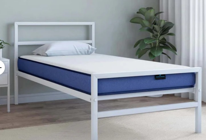 Nilkamal Striker Metal Bed White Plus Matress Single