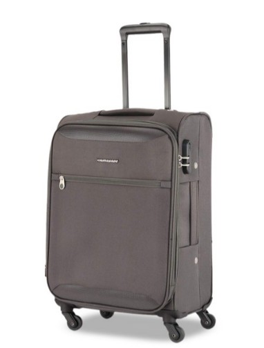 Kamiliant Grey Solid Soft Sided Cabin Trolley Suitcase