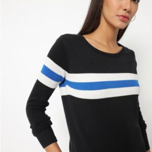 TEAMSPIRIT Placement Striped Flat Knit Round Neck Pullover M