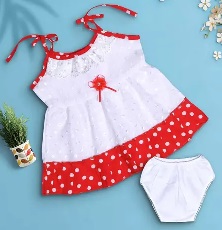 Private Label Baby Girl Dresses Free Size White Red Colour