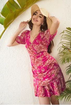 SASSAFRAS Women Fit and Flare Pink  Mid Thigh Length Dress Size XL