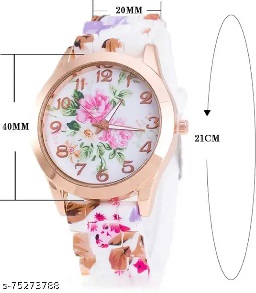 Private Label  Flower Watch Pink And White Colour