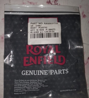 Royal enfield rivet plastic part no RNA00317A
