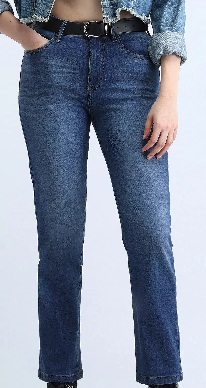 Flying Machine Womens High Rise Straight Fit Jeans Navy 30 Size