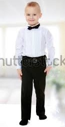 Private Label White Boy Shirt Black Pant Black 6 Size