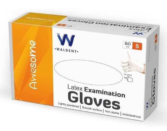 Waldent Latex Examination Gloves size S pack of 80 pcs