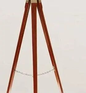 Antique Wooden Tripod Floor Lamp Stand Without Shade Bulb Brown