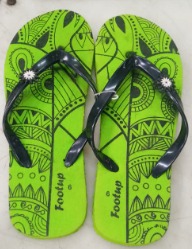 Green Printed Slipper For Women Size 6