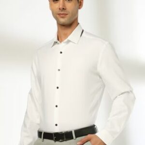 Netplay Men Slim Fit Cotton Shirt With Spread Collar White Shirt Size 39