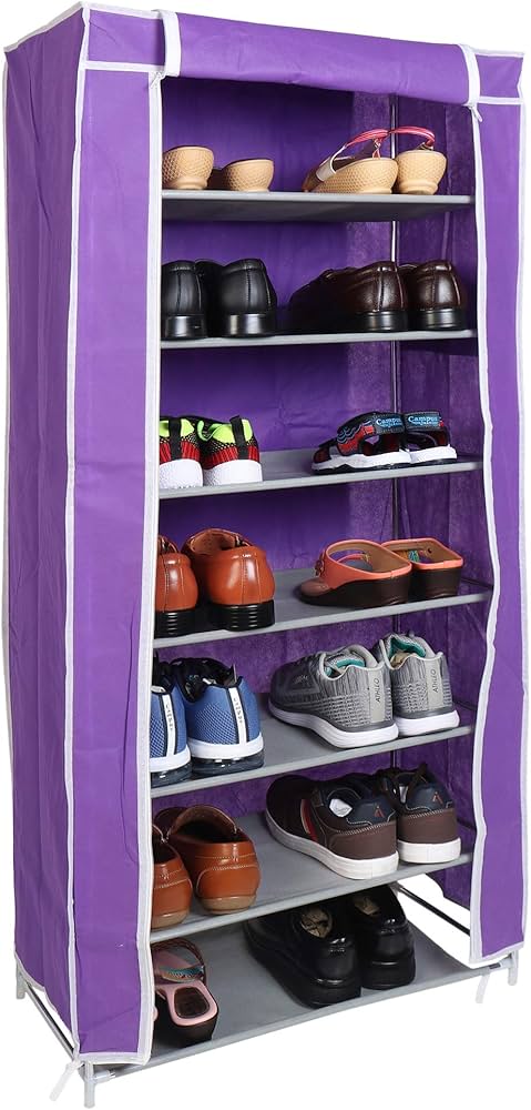 Purple 7 Layers Portable Shoes Rack For Home