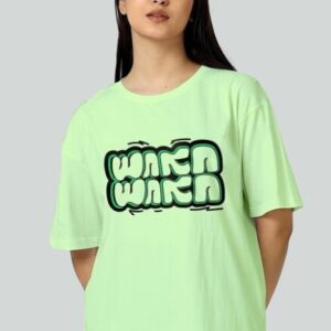 Bloopers Store Typography Printed Pure Cotton TShirt Mint Green Color Size S Women