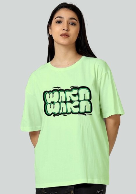 Bloopers Store Typography Printed Pure Cotton TShirt Mint Green Color Size S Women