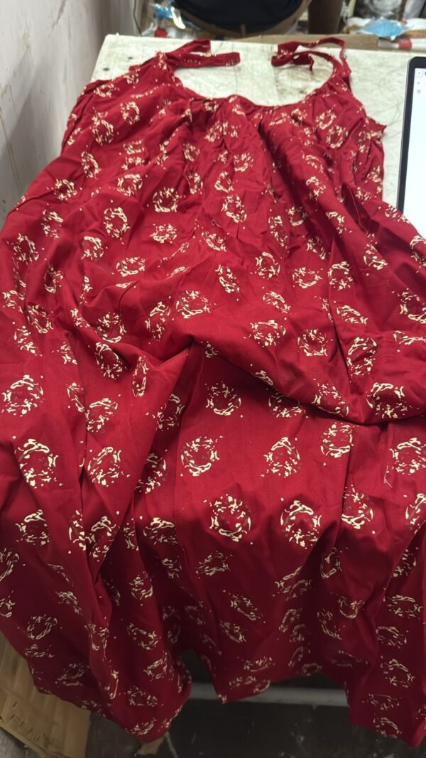 Girls Floral Print ALine Midi Dress Red Color Size L