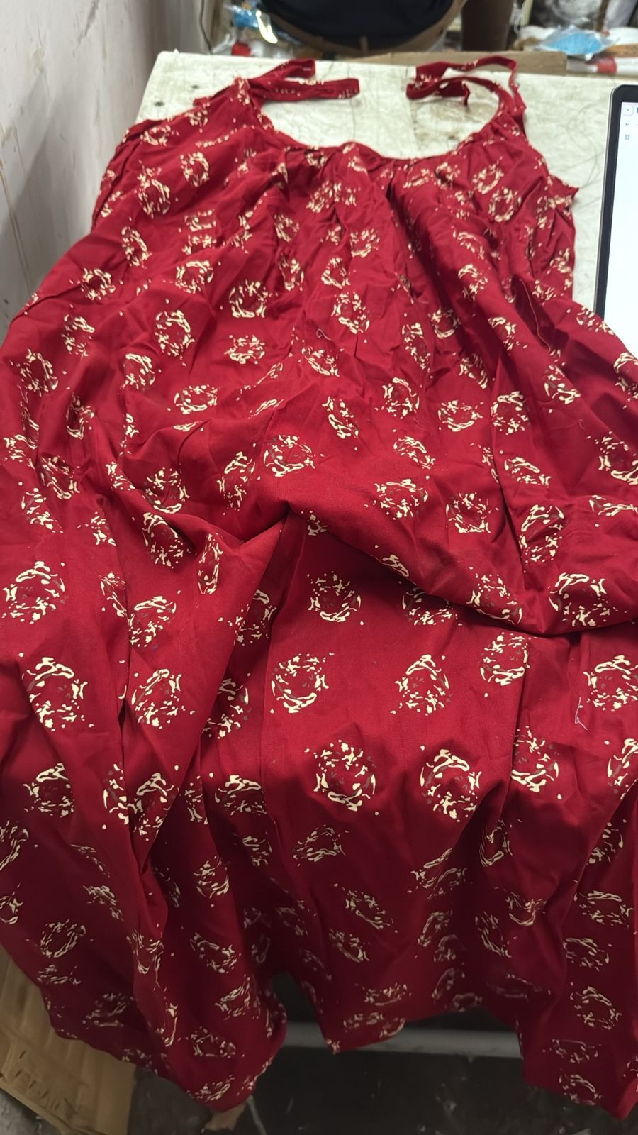 Girls Floral Print ALine Midi Dress Red Color Size L