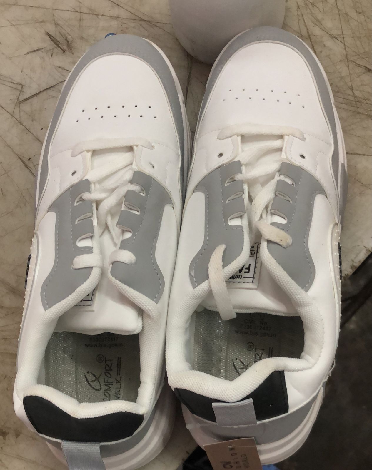 Grey And White Color Shoes For Men Size 43