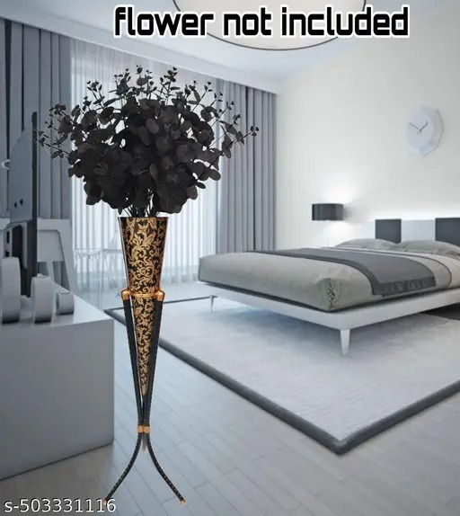 Print Black Flower Pot Big Le Metal Pots