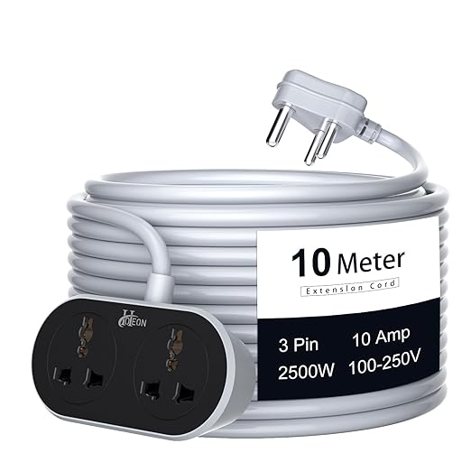 Hoteon Extension Cord 10 Meter 2500W Extension 10A Heavy Duty Long Wire Extension