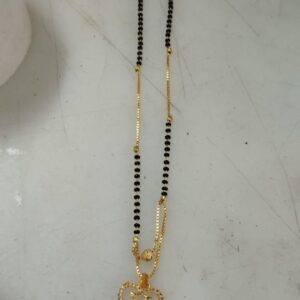 Women V Printed Neck Chain Black And Gold Color