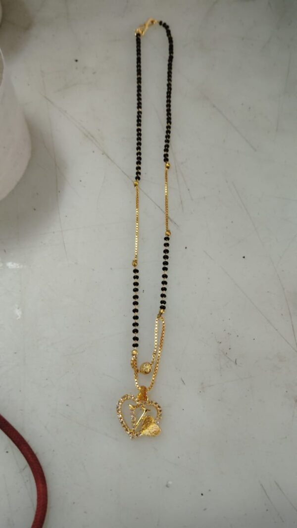 Women V Printed Neck Chain Black And Gold Color