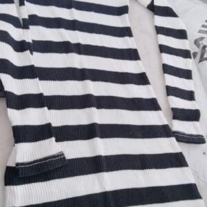 Street Woolen Off White And Black Color Long Sleeves Bodycon Dress For Women Size Xs