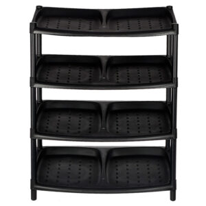 Plastic 4 Layer Black Color Shoe Bucket Rack With Tyre