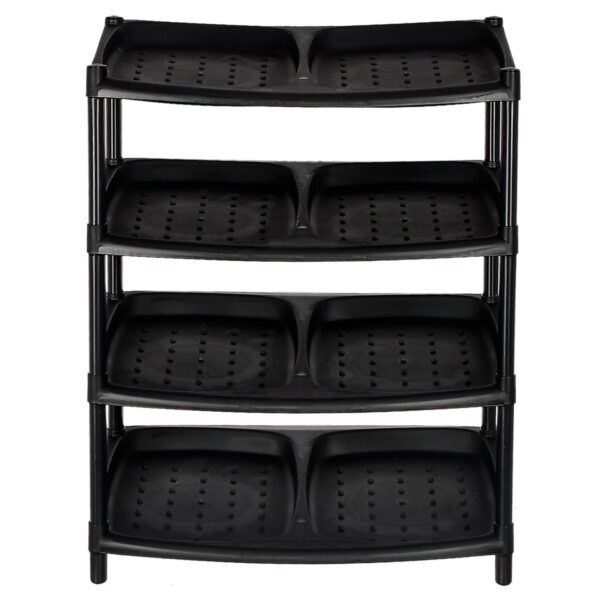 Plastic 4 Layer Black Color Shoe Bucket Rack With Tyre