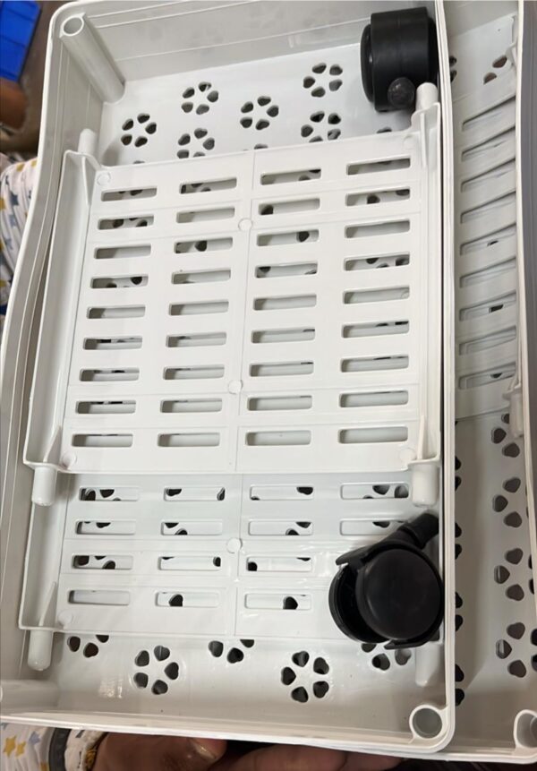 Plastic 4 Layer White Color Shoe Bucket Rack With Tyre