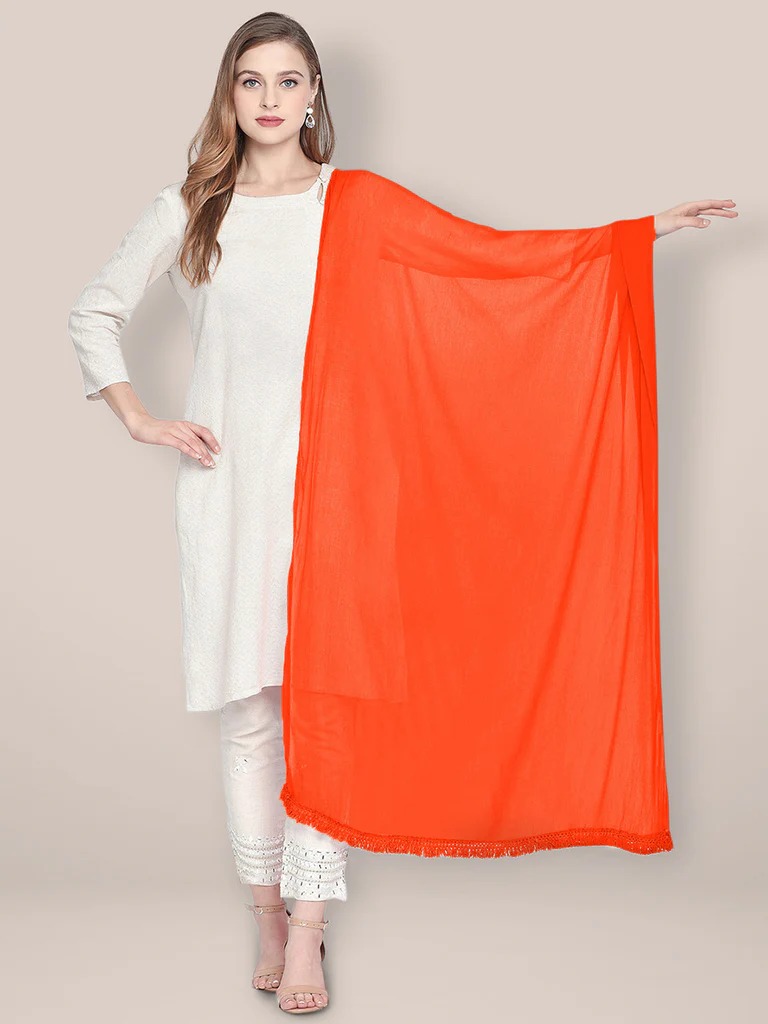 Orange Color Dupatta For Women