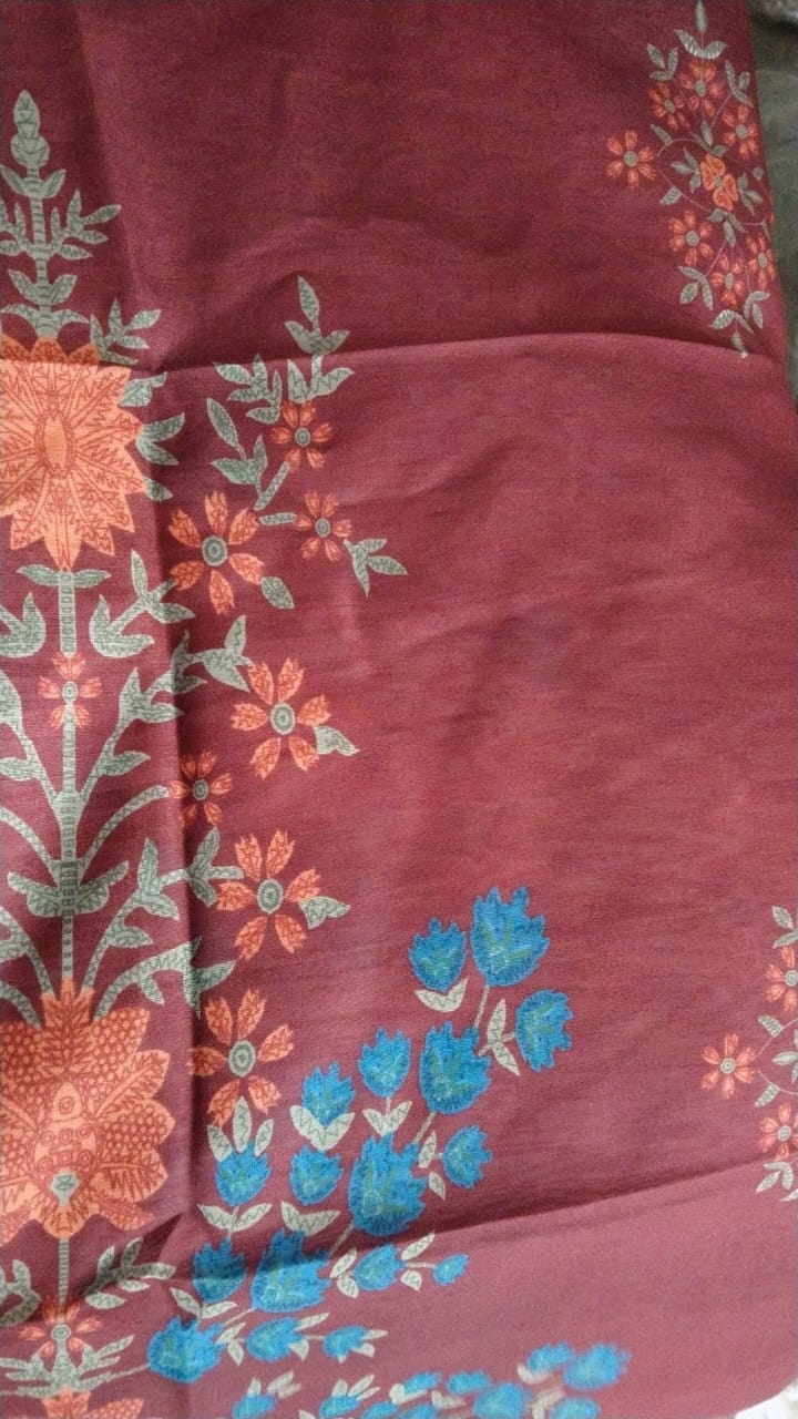Unstitched Maroon Color Printed Kurti For Women Size 2 Meter