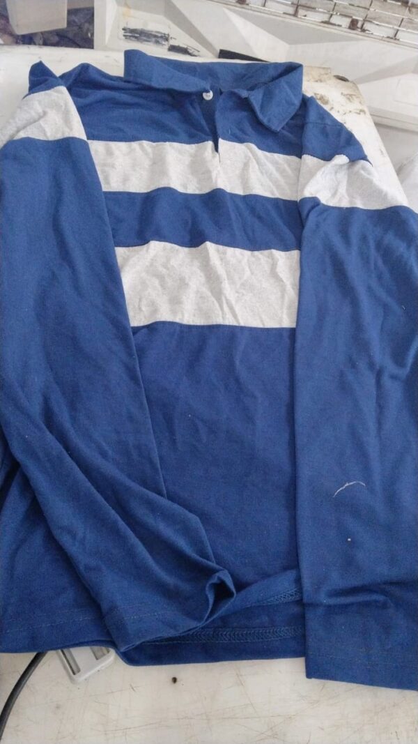 Blue And Grey Color Collar T Shirt For Men Size L