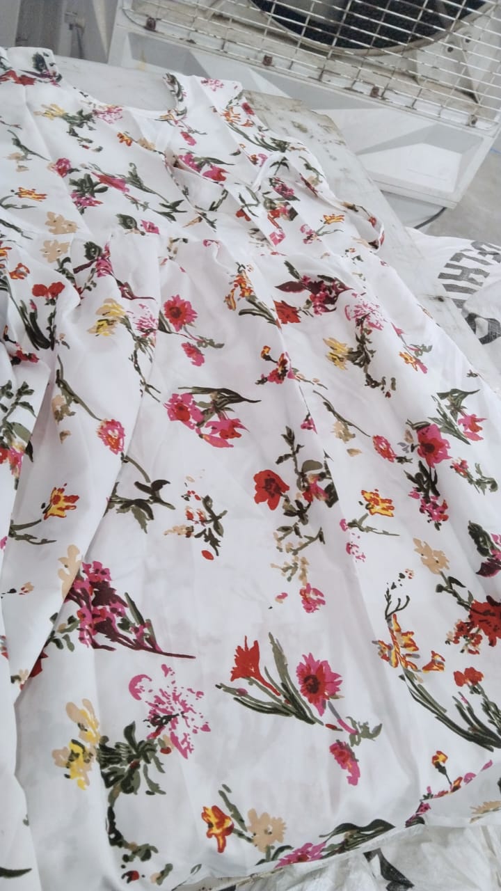 White Color Printed Frock For Kids Girls Size 11 To 12 Years